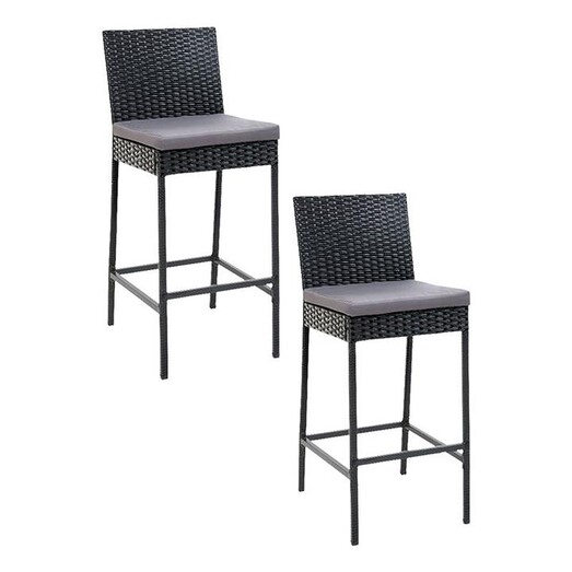 Picture of Kenway Outdoor Bar Stool (Set of 2) Wicker Black/Grey Frisse Outdoors