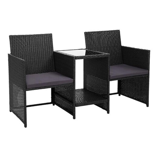 Picture of Kenway Tete-a-Tete Set Wicker Black Frisse Outdoors Picture of Kenway Tete-a-Tete Set Wicker Black Frisse Outdoors
