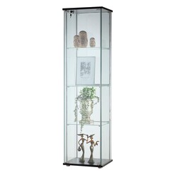 Picture of Keyser Glass Cabinet with LED Lights Chipboard Black U.S Designs