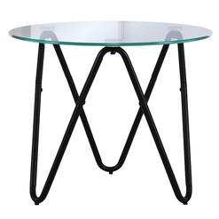 Picture of Kezzie Round Coffee Table Glass Black/Clear Resort Living
