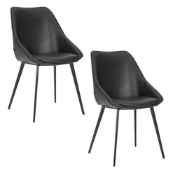 Picture of Khufra Set of 2 Faux Leather Dining Chairs Black casabona