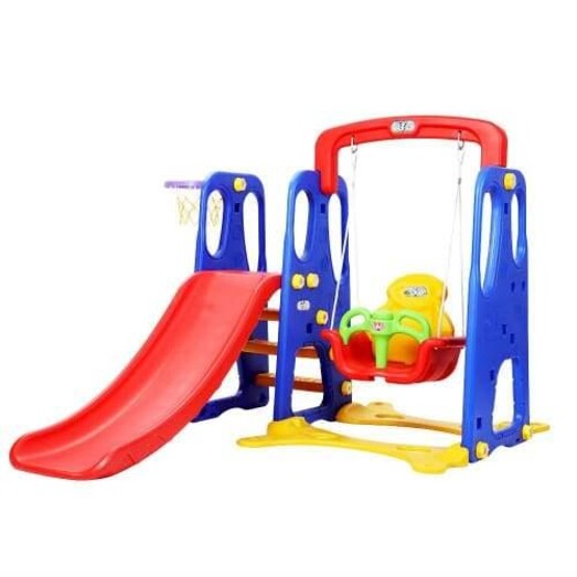 Picture of Kids 3-in-1 Slide Swing with Basketball Hoop Toddler Outdoor Indoor Play