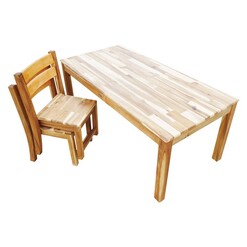Picture of Kids Rectangular Table with Stacking Chairs in Brown by QToys