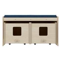 Picture of Kids Sofa Bench & Storage in Beige/Blue by Jooyes