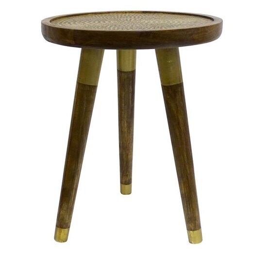 Picture of Kipo Side Table Wood Chestnut/Brass Searles Homewares