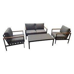 Picture of Kisch 4-Piece Outdoor Lounge Set Aluminium Natural/Brown/Grey Nova Caeli