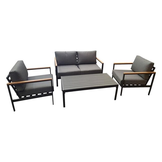 Picture of Kisch 4-Piece Outdoor Lounge Set Aluminium Natural/Brown/Grey Nova Caeli