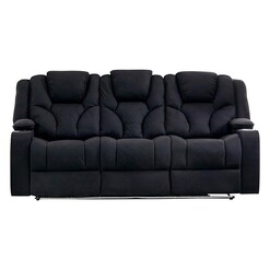 Picture of Klaus Upholstered 3 Seater Recliner Sofa Fabric Black Rothbury Home