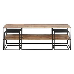 Picture of Kleo Wood Kleo 3-Piece Entertainment Unit and Side Table Set Brown/Black SLH