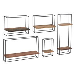 Picture of Kleo Wooden Shelf (Set of 5) Black/Brown SLH