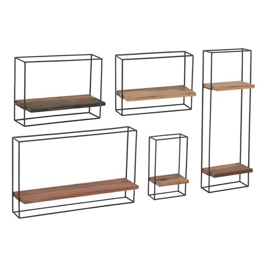 Picture of Kleo Wooden Shelf (Set of 5) Black/Brown SLH
