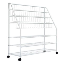 Picture of Kodi Kids' Wide 6-Tier Book Shelf Metal White HelloFurniture