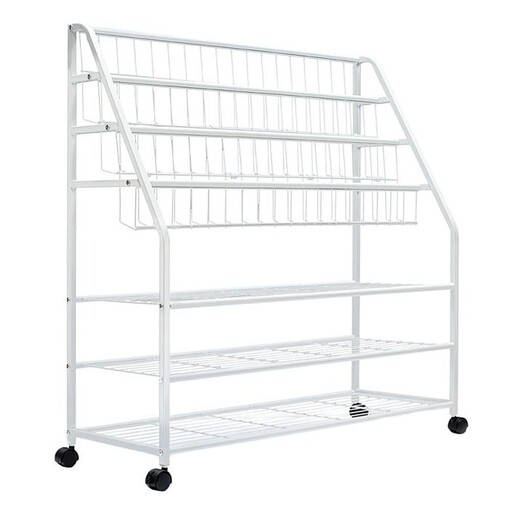 Picture of Kodi Kids' Wide 6-Tier Book Shelf Metal White HelloFurniture