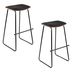 Picture of Kondi Bar Stool, Black (Set of 2) Faux Leather Resort Living