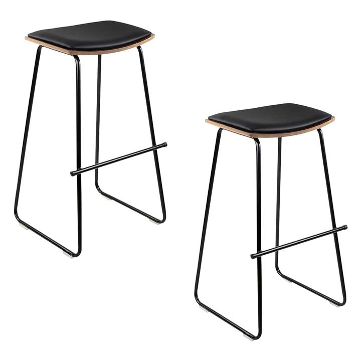 Picture of Kondi Bar Stool, Black (Set of 2) Faux Leather Resort Living