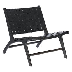 Picture of Kramer Leather & Wood Chair Genuine Leather Black Vida & Co.