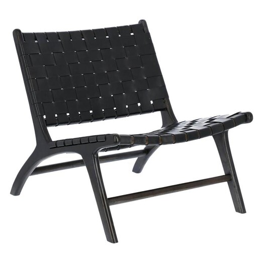 Picture of Kramer Leather & Wood Chair Genuine Leather Black Vida & Co.