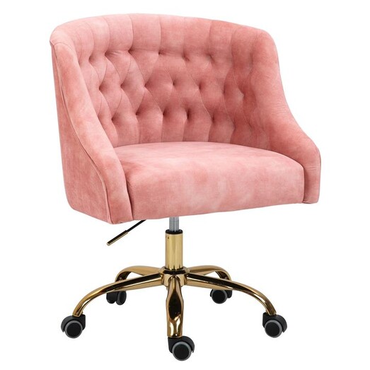 Picture of Krona Velvet Tufted Office Chair in Rose by Emporium Oggetti Picture of Krona Velvet Tufted Office Chair in Rose by Emporium Oggetti