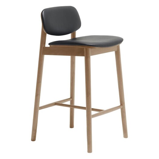 Picture of Lando Bar Stool, Leather Black/Natural Life Interiors