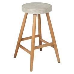Picture of Laredo Round Bar Stool Wood Natural/Stone Casa Uno
