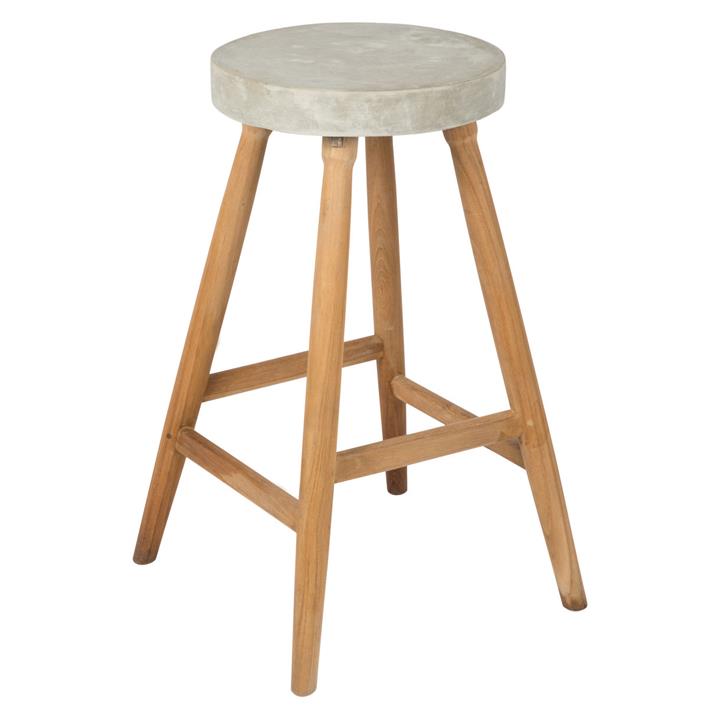Picture of Laredo Round Bar Stool Wood Natural/Stone Casa Uno