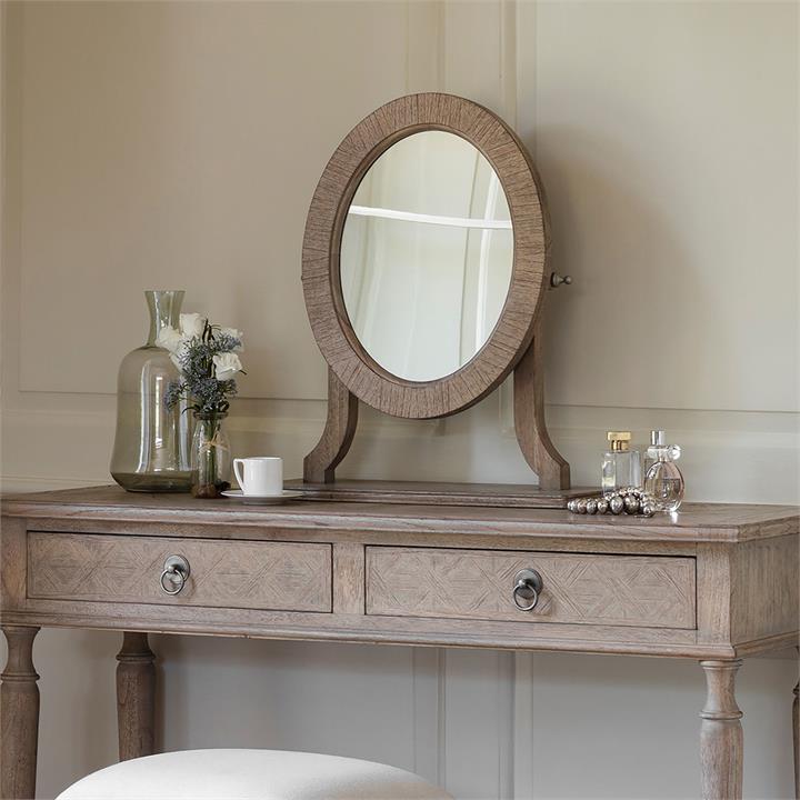 Picture of Launceston Dressing Table Mirror Wood Natural Castle Road Interiors