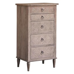 Picture of Launceston Tall Chest of 5 Drawers Wood Natural Castle Road Interiors