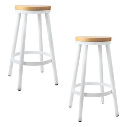 Picture of Launo Bar Stool, White (Set of 2) Metal Resort Living