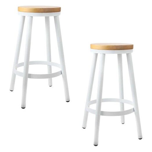 Picture of Launo Bar Stool, White (Set of 2) Metal Resort Living