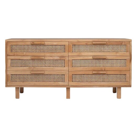 Picture of Lauren Rattan & Teak Chest of 6 Drawers in Natural by Abide Interiors Picture of Lauren Rattan & Teak Chest of 6 Drawers in Natural by Abide Interiors