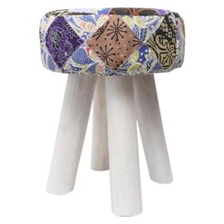 Picture of Layan Batick Stool Fabric Blue/Natural Whiskey Boyd Design