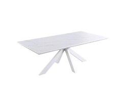 Picture of Layla Rectangular Dining Table Marble Effect 210cm - White Metal Frame - White Amara