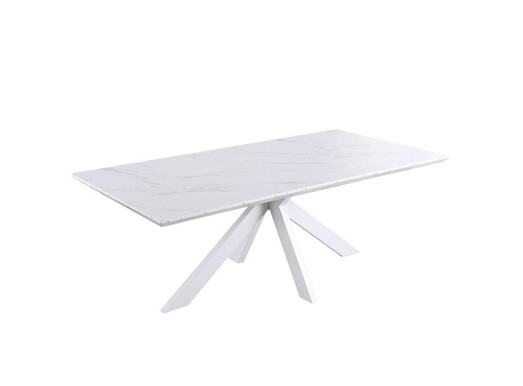 Picture of Layla Rectangular Dining Table Marble Effect 210cm - White Metal Frame - White Amara Picture of Layla Rectangular Dining Table Marble Effect 210cm - White Metal Frame - White Amara