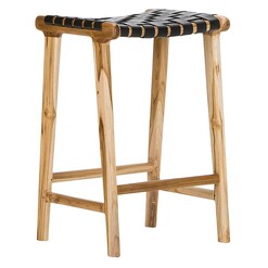 Picture of Lazie Teak & Leather Bar Stool Assorted Eastern Warehouse