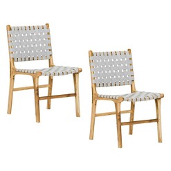 Picture of Lazie Teak & Leather Dining Chair (Set of 2) Assorted Eastern Warehouse