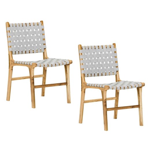 Picture of Lazie Teak & Leather Dining Chair (Set of 2) Assorted Eastern Warehouse
