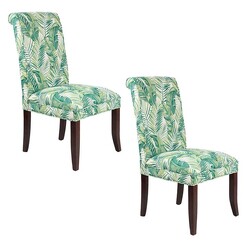 Picture of Leaf Print Set of 2 Roll Back Dining Chairs in Green by Homeflex