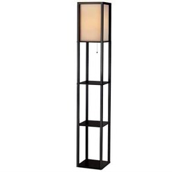 Picture of Led Floor Lamp Shelf Vintage Wood Standing Light Reading Storage Bedroom
