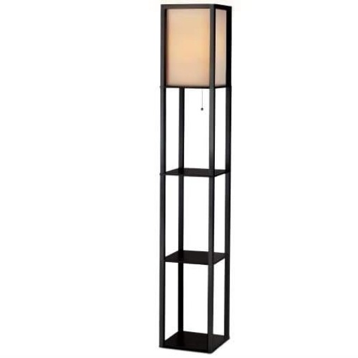 Picture of Led Floor Lamp Shelf Vintage Wood Standing Light Reading Storage Bedroom