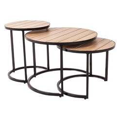 Picture of Leene Nesting Side Table (Set of 3) Wood Natural/Black Living by Design