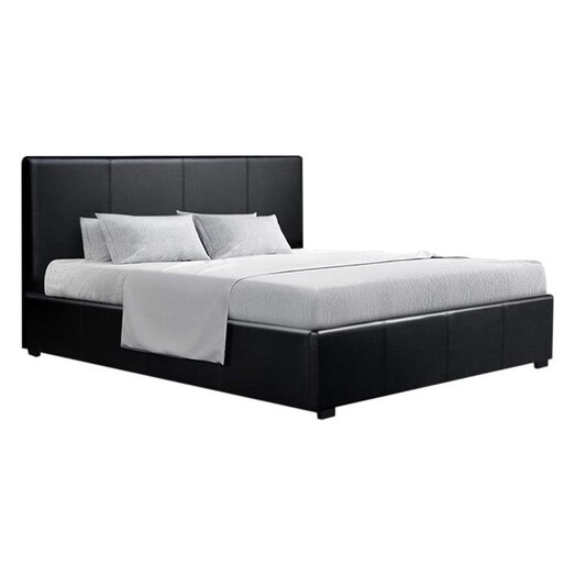 Picture of Lelle Storage Bed, Black Faux Leather Resort Living Picture of Lelle Storage Bed, Black Faux Leather Resort Living