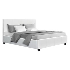 Picture of Lelle Storage Bed, White Faux Leather Resort Living
