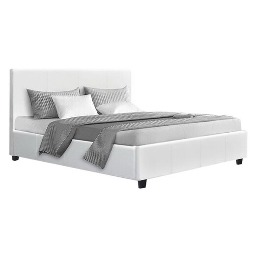 Picture of Lelle Storage Bed, White Faux Leather Resort Living Picture of Lelle Storage Bed, White Faux Leather Resort Living