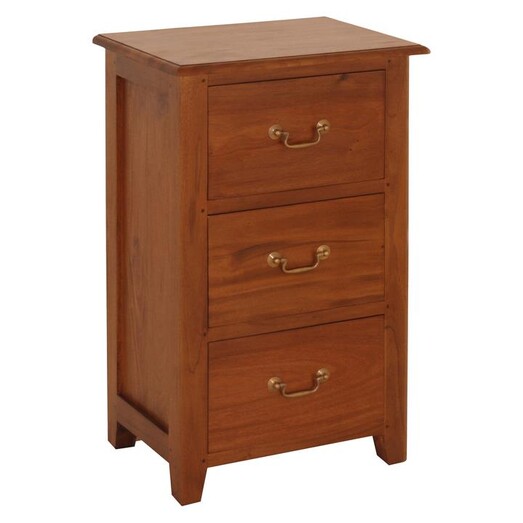 Picture of Lentera 3 Drawer Bedside Table, Pecan Mahogany Light Pecan Kayu Estate