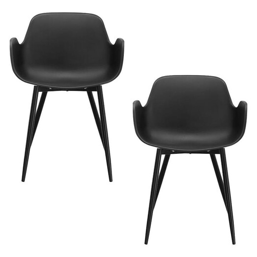 Picture of Leon Set of 2 Dining Armchairs Metal Black E-living