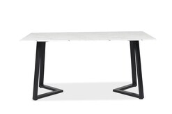 Picture of Leona Rectangular Dining Table With Marble Effect 160cm - Black Metal Frame - White Amore