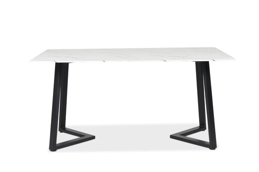 Picture of Leona Rectangular Dining Table With Marble Effect 160cm - Black Metal Frame - White Amore Picture of Leona Rectangular Dining Table With Marble Effect 160cm - Black Metal Frame - White Amore