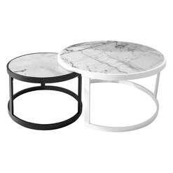 Picture of Leonardo 2-Piece Nested Round Marble Coffee & Side Table Set Assorted HOMESTAR