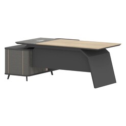 Picture of Leonide Right Return Executive Desk MDF Acacia/Carbon Grey Iniko
