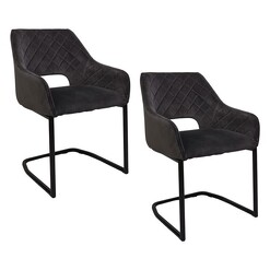 Picture of Lerman Set of 2 Velvet Dining Armchairs Pebble Grey Bay Road Designs